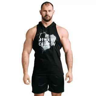 Koszulki sportowe męskie - Męska koszulka treningowa z kapturem Olimp - Men Stringer Hoodie Champion czarna-XL - grafika 1