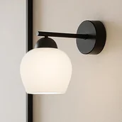 Lampy ścienne - Klasyczny kinkiet ścienny z białym kloszem K-5603 z serii ABRO - miniaturka - grafika 1