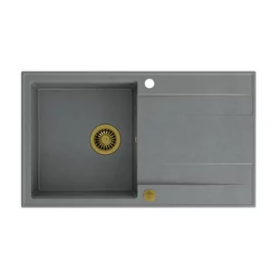 QUADRON Zlew EVAN 111 silver stone + syfon ZŁOTY - Zlewozmywaki - miniaturka - grafika 1