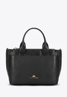 Damski kuferek z naturalnej skóry z odpinanym paskiem czarny - Torebki damskie - miniaturka - grafika 1