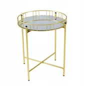Ławy i stoliki kawowe - Stolik kawowy mały, metalowy, złoty, okragły blat lustro. Podręczny TAB-164 - miniaturka - grafika 1