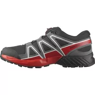 Buty dla chłopców - Salomon Speedcross J sneakersy dziecięce, uniseks, Black Quiet Shade High Risk Red, 38 EU - miniaturka - grafika 1