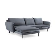 Narożniki - Szara narożna aksamitna sofa lewostronna Cosmopolitan Design Vienna - miniaturka - grafika 1