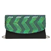 Torebki damskie - Miss Lulu Mini torba crossbody dla kobiet kopertówka łańcuszek torba na ramię wieczorne przyjęcie błyszczące cekiny, Czarny i zielony, Medium - miniaturka - grafika 1