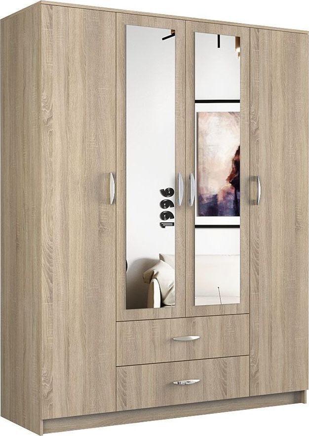Elior Duża szafa z lustrem Amira 4X - dąb sonoma