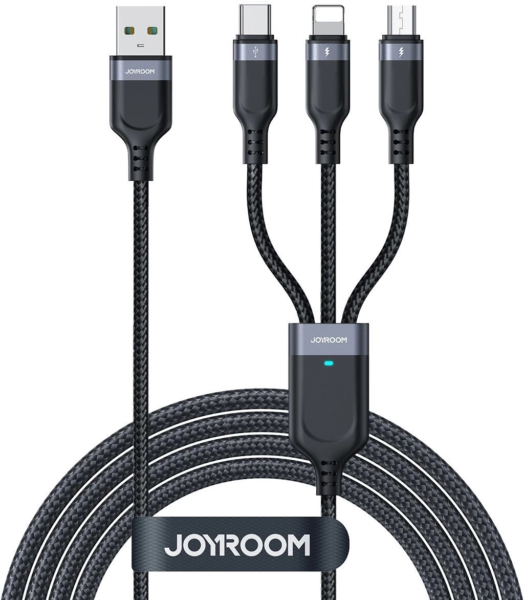 Kabel Joyroom Multi-Use Series S-A18 3w1 USB-A - Lightning / USB-C / micro USB 0.3m - czarny