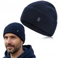 Czapki męskie - CZAPKA Męska ZIMOWA Elastyczna z Wiskozą Wygodna GRANATOWA Pako Jeans - miniaturka - grafika 1
