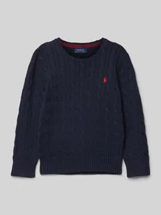 Sweter z dzianiny z wyhaftowanym logo - Swetry dla chłopców - miniaturka - grafika 1