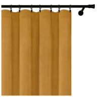 Zasłony - Voppi Zasłona welurowa na taśmie marszczącej 140 x 250 cm musztardowa półzaciemniająca zasłona dekoracyjna do domu - miniaturka - grafika 1