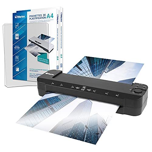 Laminator A3, A4, A5, A6, A7 Pro, bardzo szybki, gorący i zimny, do 2 x 150 mikronów, regulacja temperatury dla profesjonalnego intensywnego użytkowania, opakowanie z 200 koszulkami A4