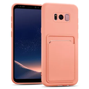 Etui na telefon komórkowy Samsung Galaxy S8 Plus silikonowe etui ochronne z kieszenią na kartę Slim Wallet Case, różowe - Etui i futerały do telefonów - miniaturka - grafika 1