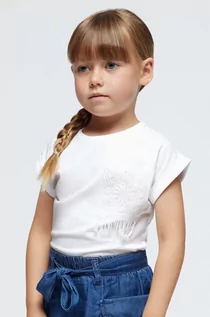 Koszulki dla dziewczynek - Mayoral t-shirt dziecięcy kolor biały - grafika 1