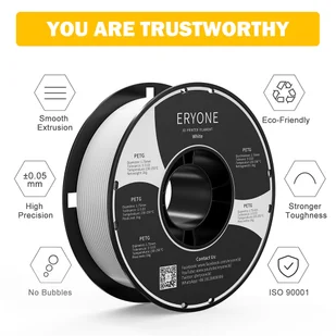 Filament PETG do drukarek 3D ERYONE – 1KG Biały - Filamenty i akcesoria do drukarek 3D - miniaturka - grafika 3