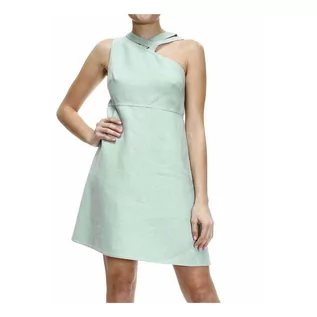Sukienki - Valentino, Short Sleeves Linen Dress Zielony, female, - grafika 1