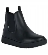 Botki damskie - GEOX BOTKI MŁODZIEŻOWE CZARNE SKÓRZANE 39 JJE - miniaturka - grafika 1