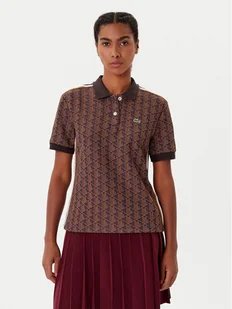Lacoste Polo DF3364 Brązowy Slim Fit - Koszulki i topy damskie - miniaturka - grafika 1