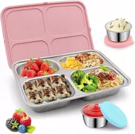 Lunch boxy - Pudełko Śniadaniowe Lunchbox z Przegrodami Różowy - miniaturka - grafika 1
