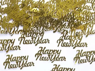 PartyDeco Konfetti Happy New Year PARTY DECO, złote, 4x2 cm, 3 g - Sylwester - miniaturka - grafika 1
