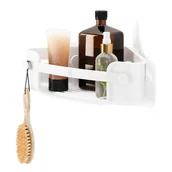 Półki łazienkowe - Biała narożna półka łazienkowa bez wiercenia z plastiku z recyklingu Flex – Umbra - miniaturka - grafika 1