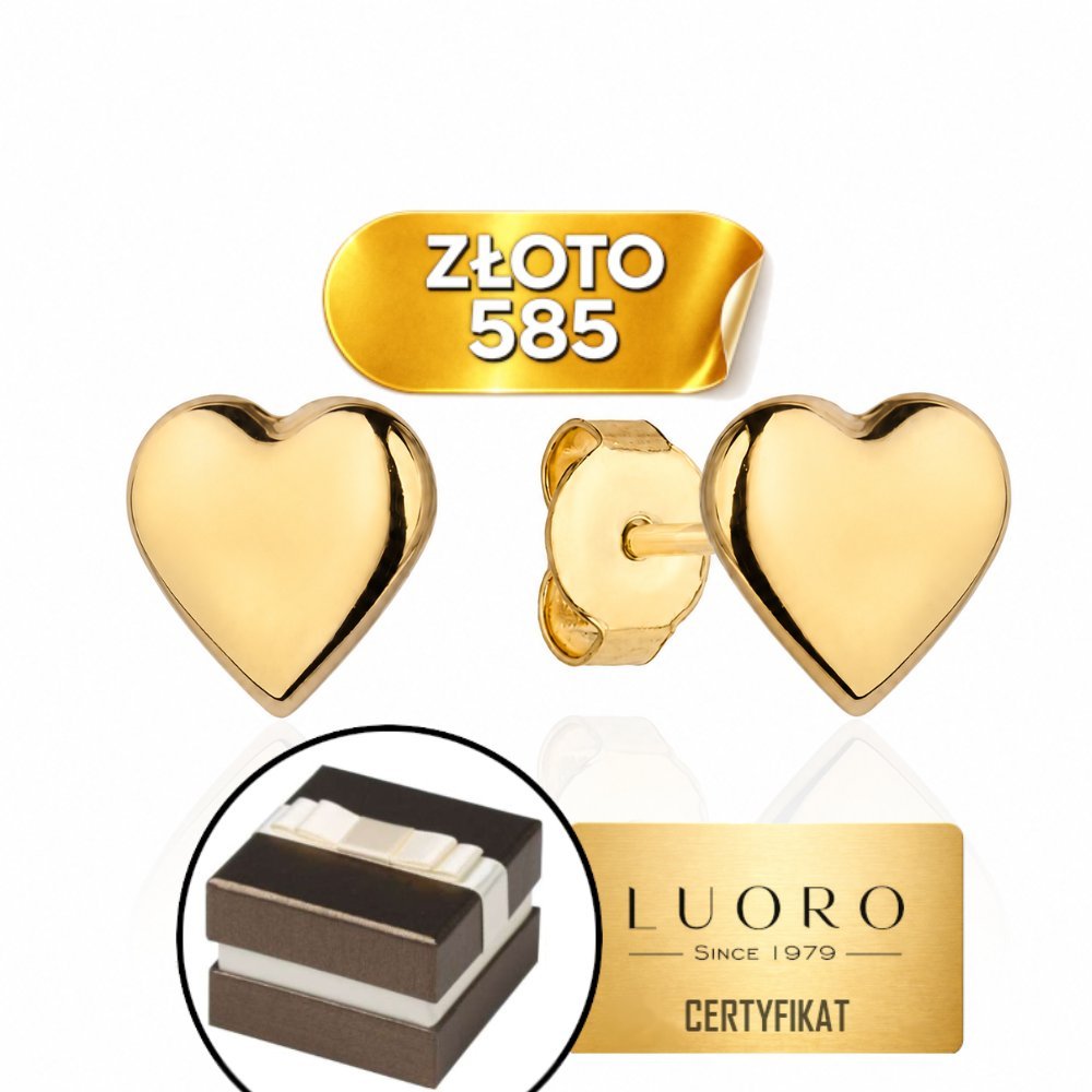 KOLCZYKI ZŁOTE 585 14K SERCA SZTYFT DELIKATNE PREZENT 0 72 CM 0 66 CM