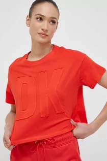 Koszulki sportowe damskie - Dkny t-shirt bawełniany kolor czerwony - DKNY - grafika 1