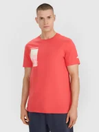 Koszulki męskie - 4F T-shirt regular z nadrukiem męski - czerwony L - miniaturka - grafika 1