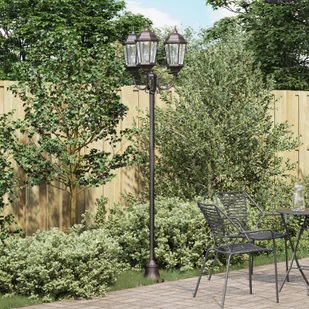 Słup ogrodowy 3-lampowy E27 brązowy 220 cm aluminium - Lampy ogrodowe - miniaturka - grafika 1