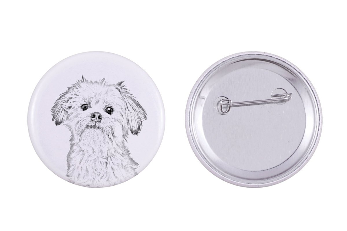 Lwi piesek, Lowchen - przypinka z twoim psem, dodaj własne foto, marka Art-Dog