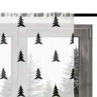 Firany - Firana świąteczna WINTER wzór BN05 | czarne, skandynawskie choinki 140 x 150 cm - miniaturka - grafika 1