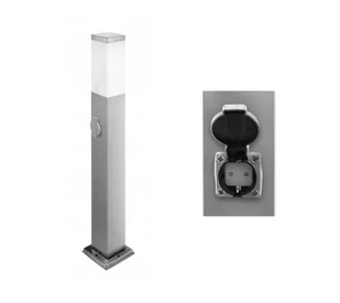 Havana H65 lampa stojąca ogrodowa z gniazdem kwadratowa srebrna - Lampy ogrodowe - miniaturka - grafika 1