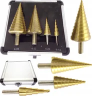 Wiertła - Geko Wiertło Zestaw wierteł stożkowych HSS TiN 4el.4-12,4-20,4-32,4-39 Alu 20 - miniaturka - grafika 1