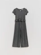 Sukienki i spódniczki dla dziewczynek - Reserved - Kombinezon z metaliczną nitką - ciemnoszary - miniaturka - grafika 1