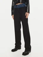 Spodnie damskie - Sisley Spodnie materiałowe 485XLF05M Czarny Wide Leg - miniaturka - grafika 1