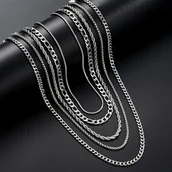 Inne - TEMU Zestaw 5 Sztuk Naszyjników ze Stali Nierdzewnej o Skręconym Łańcuszku, Idealny na Codzienne Noszenie i Imprezy, Doskonały Prezent na Walentynki, - miniaturka - grafika 1