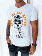 Koszulki męskie - T-shirt męski z nadrukiem biały Dstreet RX5261 - miniaturka - grafika 1