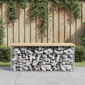 Ławki ogrodowe - vidaXL Ławka ogrodowa, gabion, 103x44x42 cm, lite drewno sosnowe - miniaturka - grafika 1