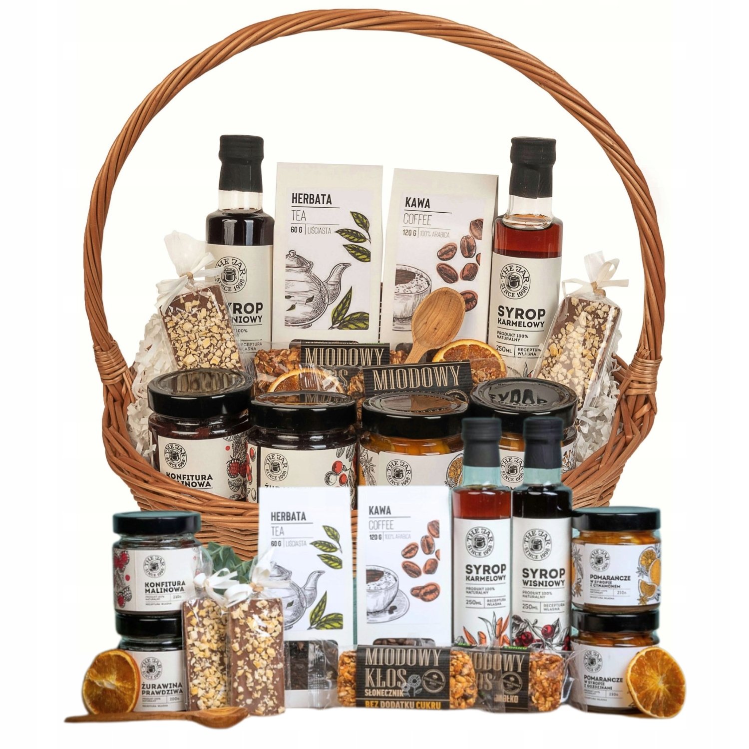 Kosz Prezentowy Wiklinowy Zestaw Herbata Przetwory Na Urodziny Ślub