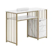 Stoliki do manicure - physa Biurko do manicure żelazna rama marmurowe / złote 3 szuflady podpórka pod dłonie - Biurka do manicure - miniaturka - grafika 1