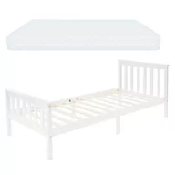 Łóżka - Rama łóżka z ramą z listewek i materacem 90x200 cm w kolorze białym z drewna sosnowego, wzór ML - miniaturka - grafika 1