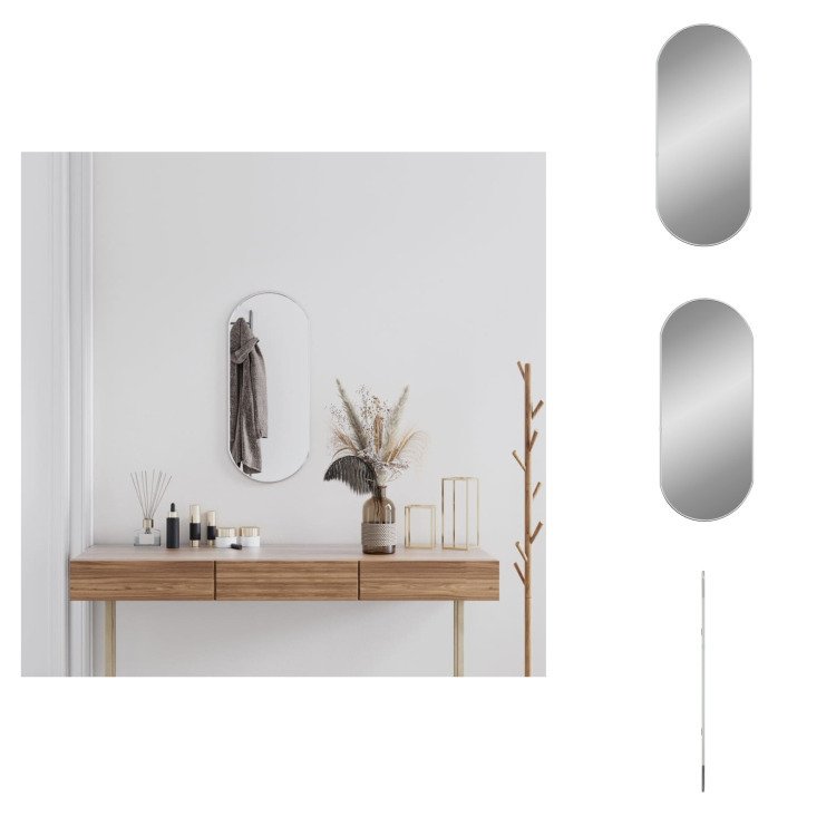 vidaXL Lustro ścienne srebrne 70x30 cm owalne - Lustro