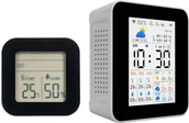 Stacje pogodowe - Termometr wewnętrzny i zewnętrzny, bezprzewodowa stacja pogodowa Tuya z 1 czujnikiem, miernikiem wilgotności i temperatury, monitorowaniem prognozy w czasie rzeczywistym, obsługą budzika, datą i godziną - miniaturka - grafika 1