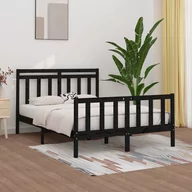 Łóżka - Lumarko Rama łóżka, czarna, lite drewno sosnowe, 140x200 cm - miniaturka - grafika 1