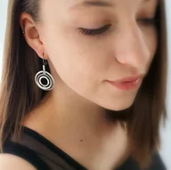 Kolczyki - Kolczyki srebrne oksydowane- Oval duży - miniaturka - grafika 1