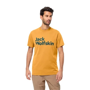 Męska koszulka z krótkim rękawem Jack Wolfskin ESSENTIAL LOGO T M mustard - S - Koszulki męskie - miniaturka - grafika 1