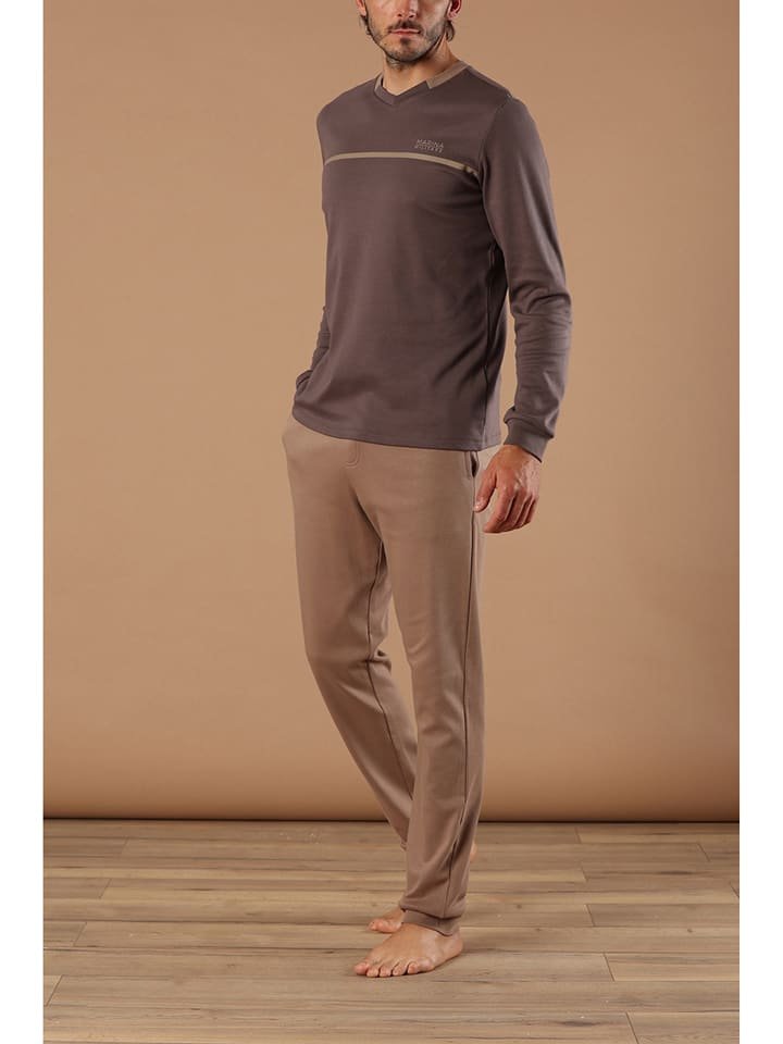 maryplaid Piżama w kolorze brązowym