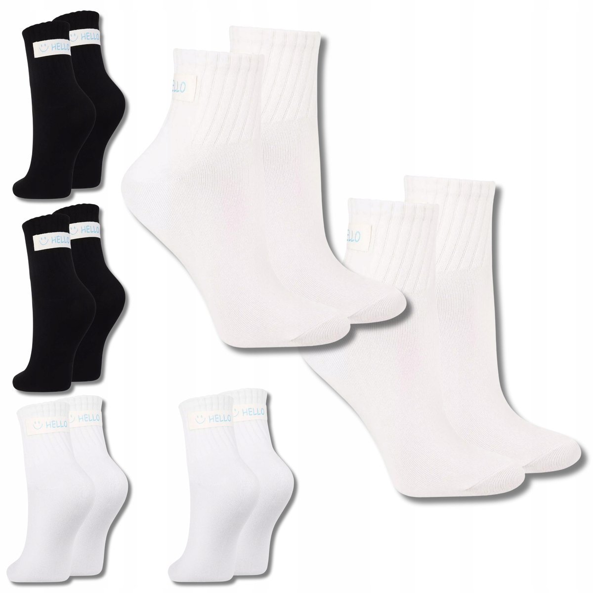 DŁUGIE SKARPETY DAMSKIE BAWEŁNIANE ELEGANCKIE SKARPETKI 6-PAK MORAJ 35-38