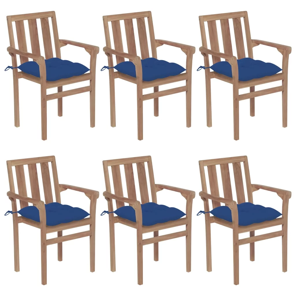 vidaXL Lumarko Sztaplowane krzesła ogrodowe z poduszkami, 6 szt., tekowe! 3073431