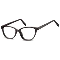 Okulary korekcyjne, oprawki, szkła - Damskie okulary acetatowe oprawki korekcyjne zerówki kocie AC394 czarne - miniaturka - grafika 1