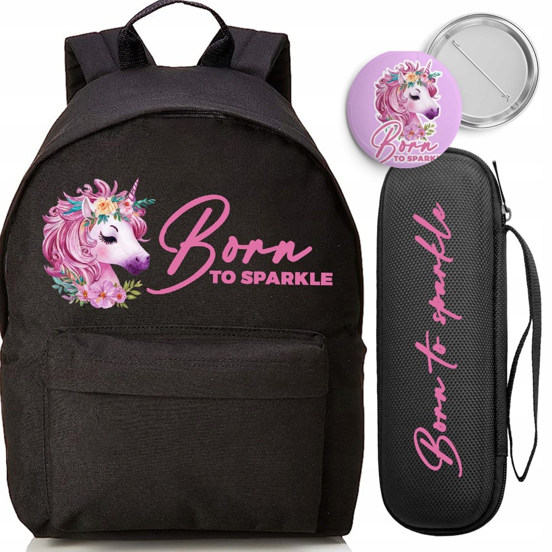 Zestaw Szkolny Plecak Organizer Pin Born To Sparkle Modny Do Szkoły