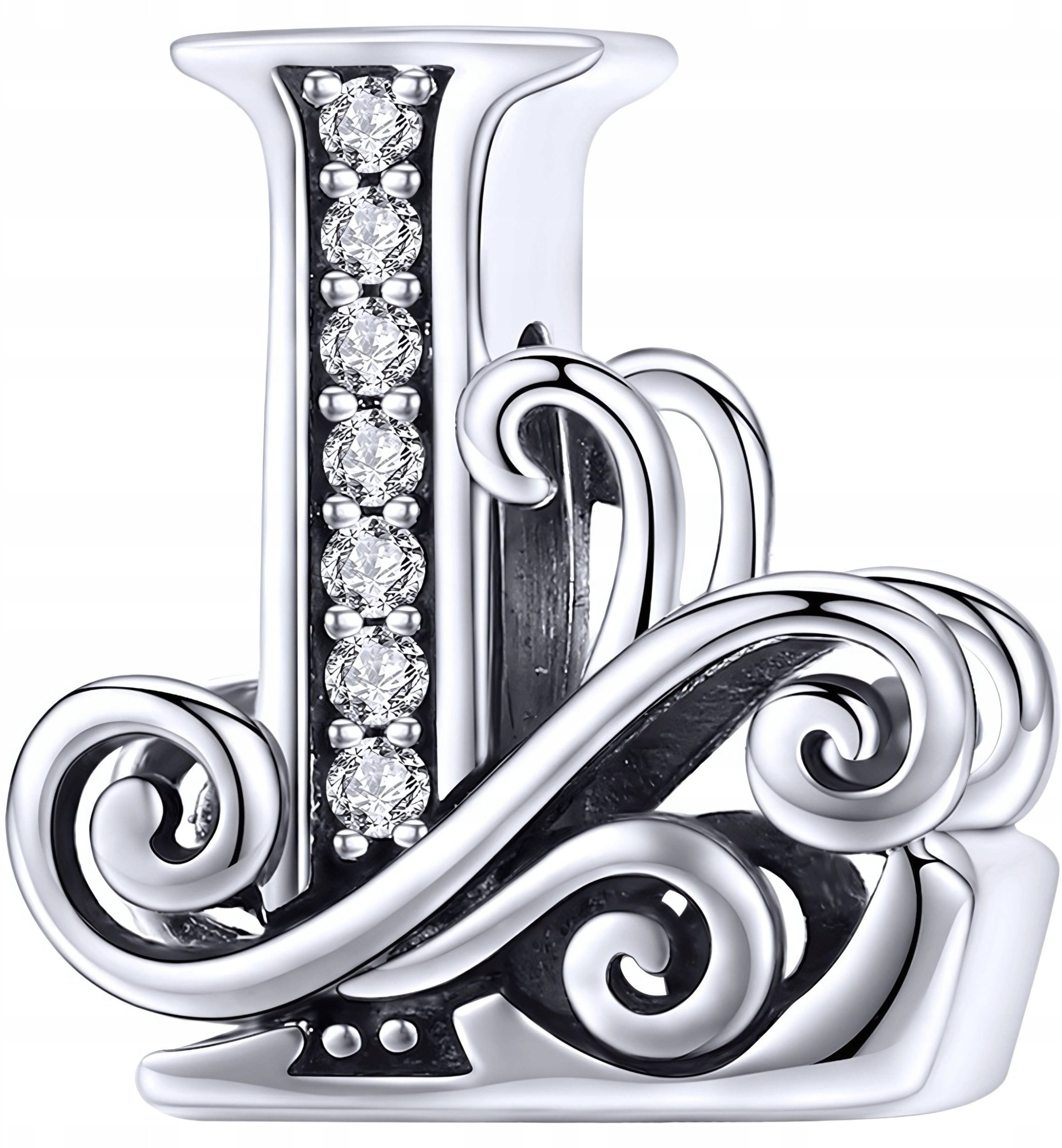 Ivybands CHARMS beads LITERKA L koralik S925 litera koralik cyrkonie srebrny litera